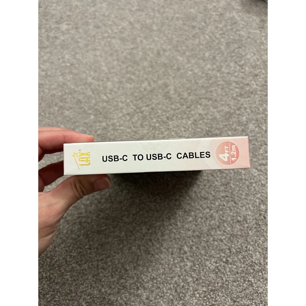 LAX USB-C to USB-C Cables Unisex 4ft Pink White‎ NEW 2-Pack Braided Durable 60W